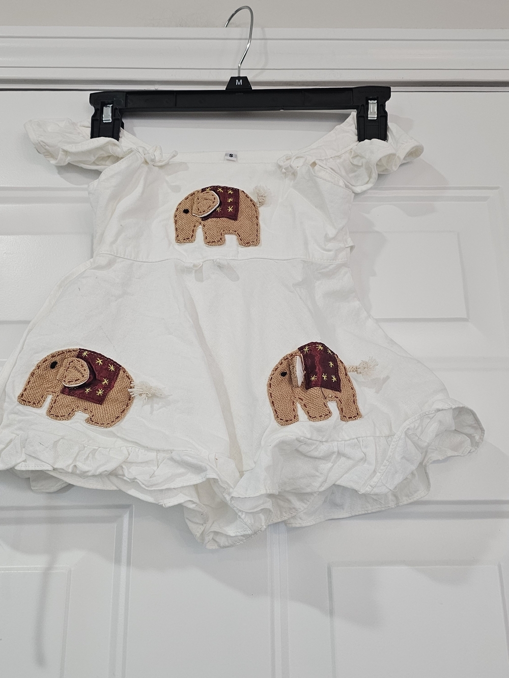 White Toddler Dress With Elephant Appliqué Size S {Bx3}
